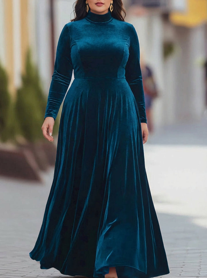 Ada | Relaxed Mock Neck Velvet Maxi Dress