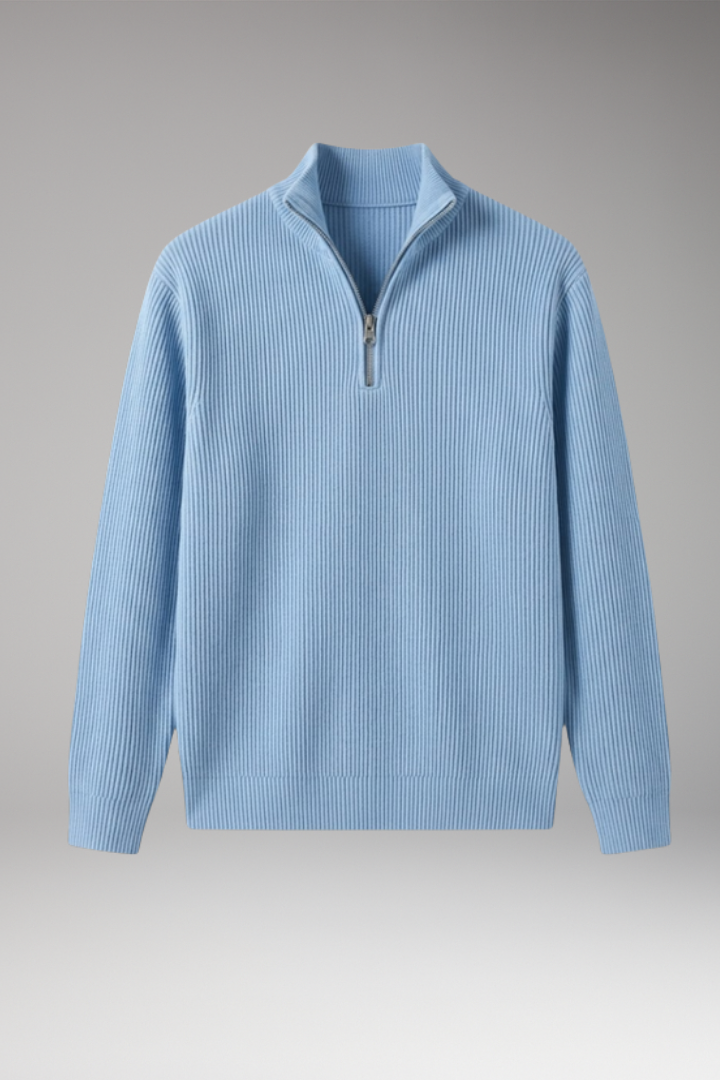 Adam | Stylish Ribbed Half-Zip Polo Jumper