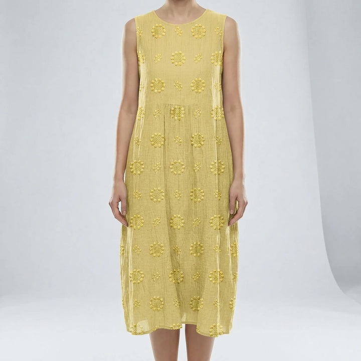 Alice | Graceful Sleeveless Textured Midi Pinafore Dress