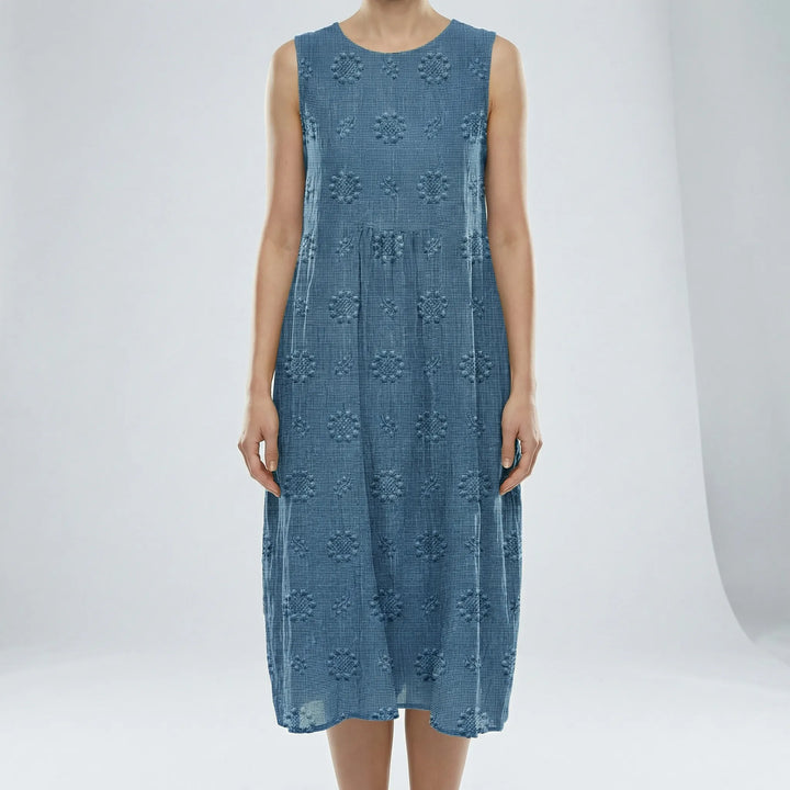 Alice | Graceful Sleeveless Textured Midi Pinafore Dress
