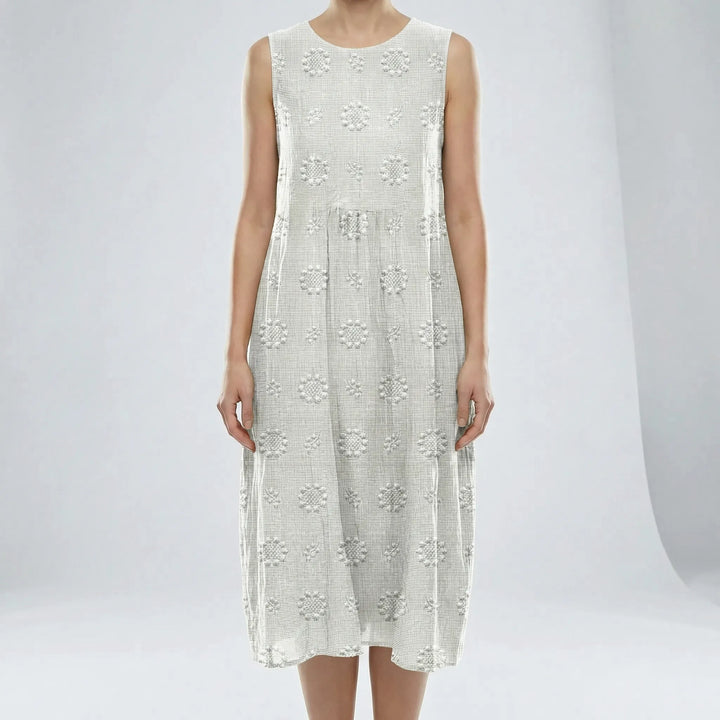 Alice | Graceful Sleeveless Textured Midi Pinafore Dress