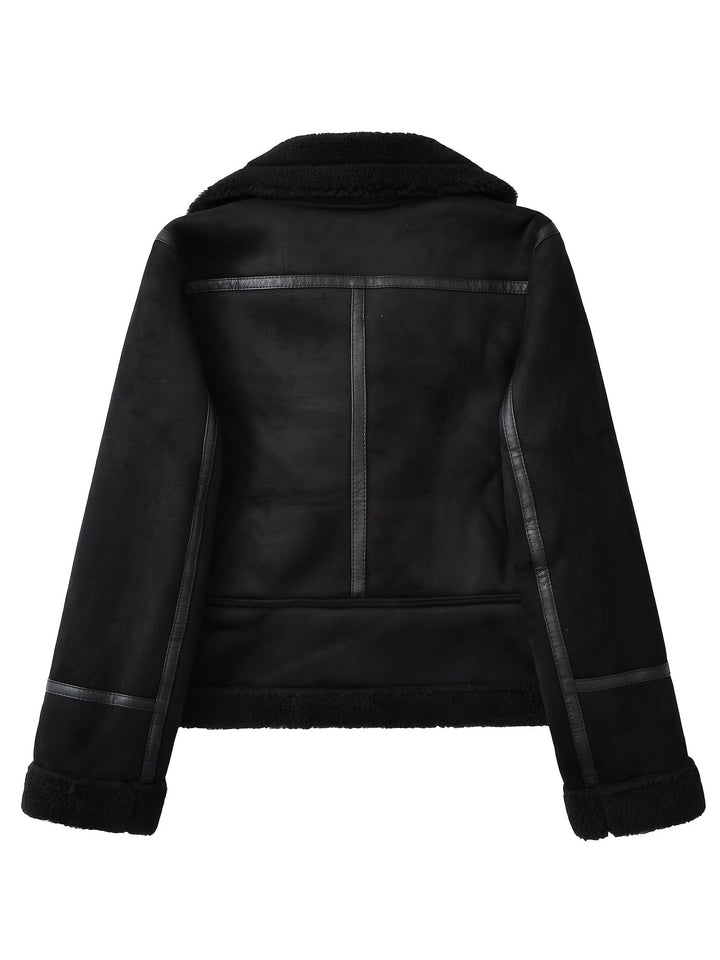 Amelia | Refined Belted Shearling-Look Aviator Jacket