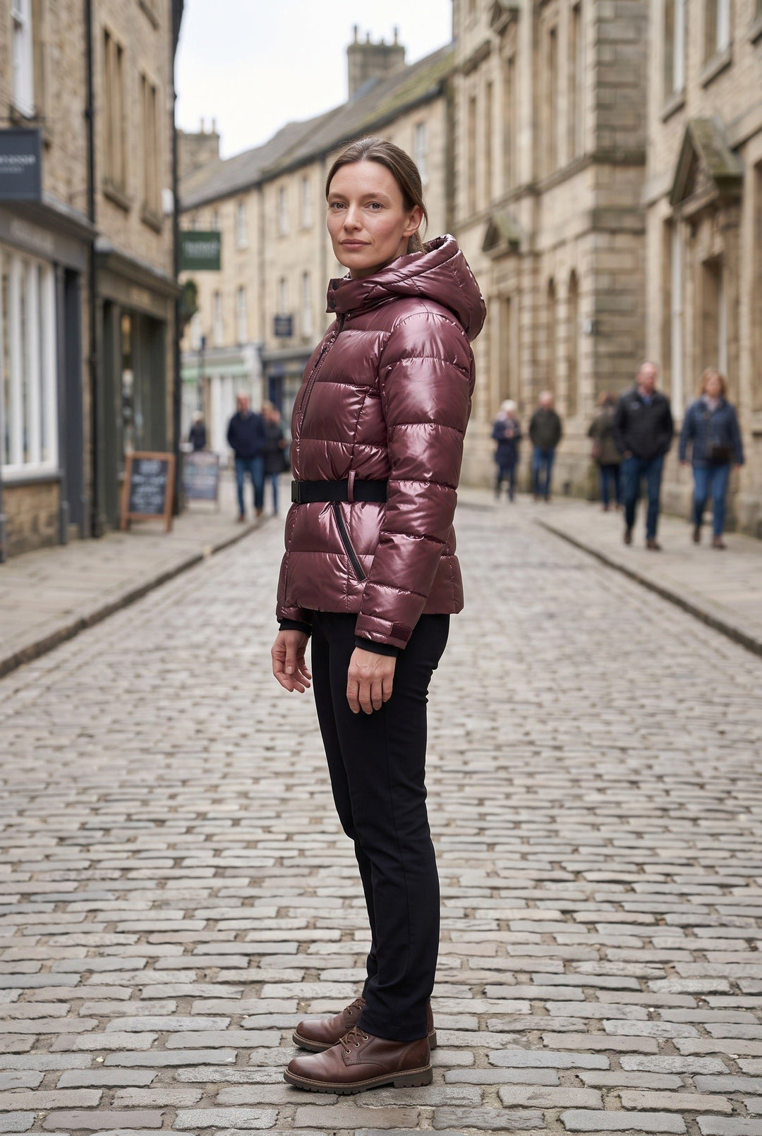 Aria | Refined Belted Puffer Ski Jacket with Hood