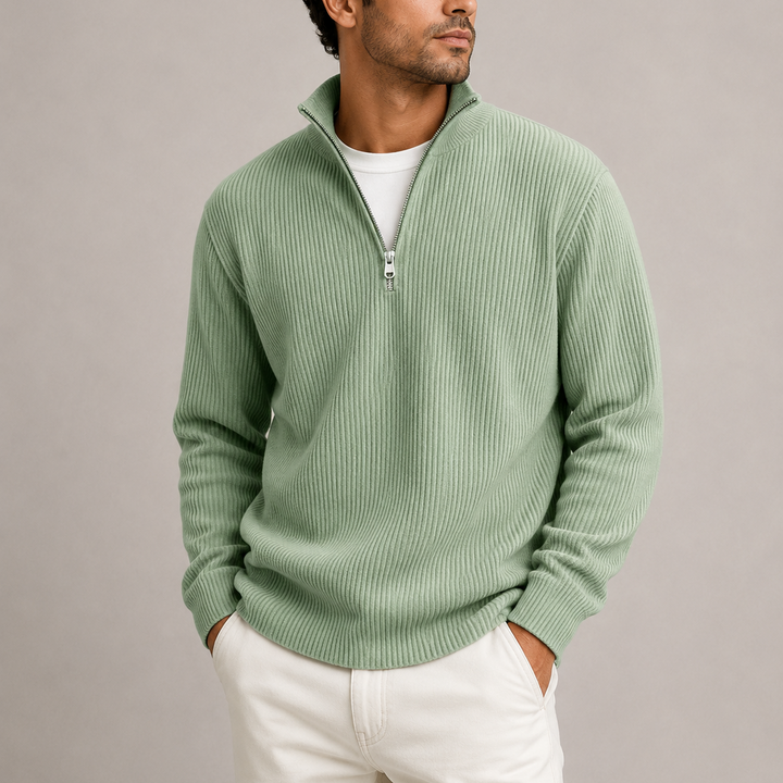 Arthur | Classic Ribbed Quarter-Zip Mens Knit Jumper