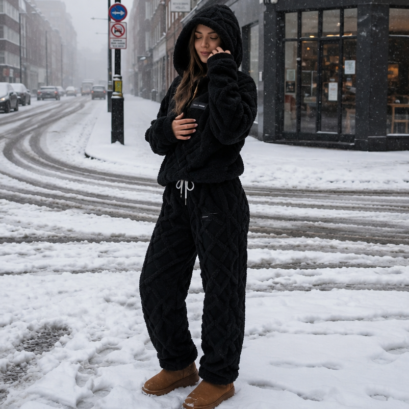Aurora | Embossed Hooded Two Piece Tracksuit