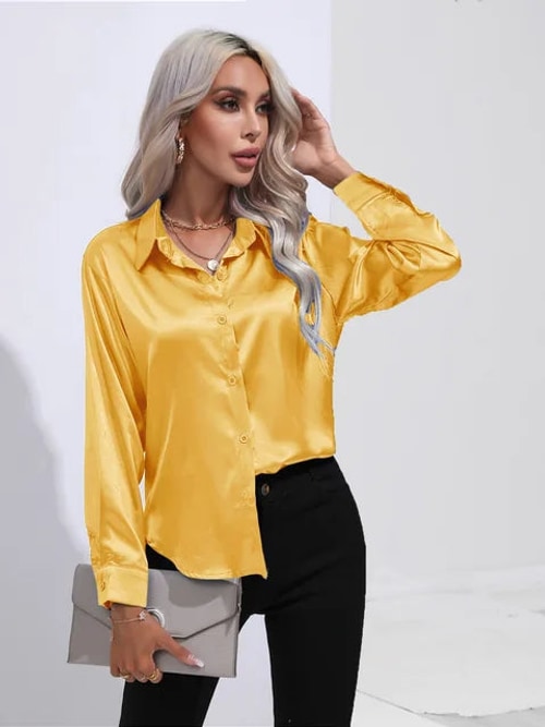 Aurora | Long Sleeve Button Front Party Top