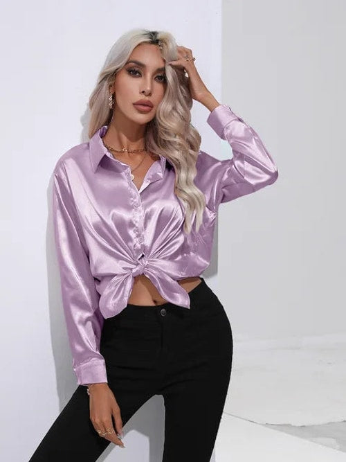 Aurora | Long Sleeve Button Front Party Top