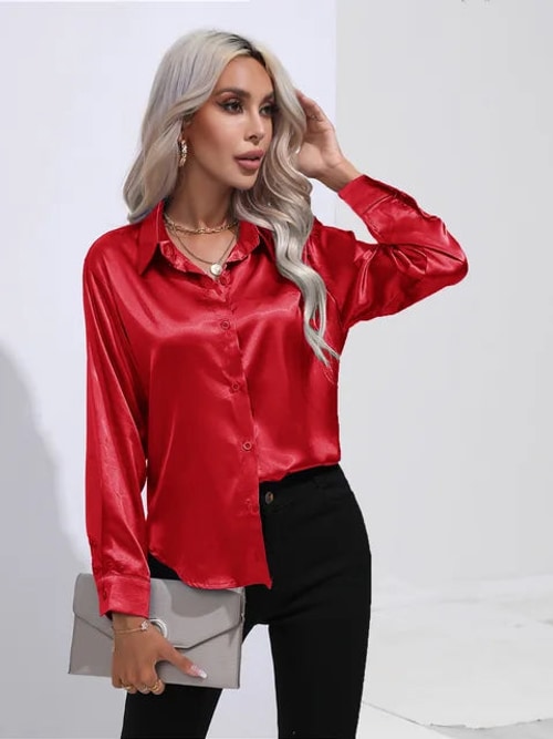 Aurora | Long Sleeve Button Front Party Top