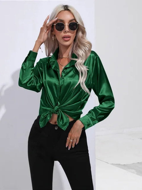 Aurora | Long Sleeve Button Front Party Top