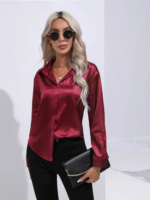 Aurora | Long Sleeve Button Front Party Top