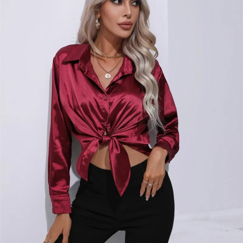 Aurora | Long Sleeve Button Front Party Top
