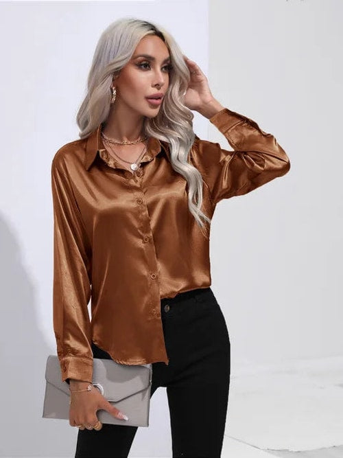 Aurora | Long Sleeve Button Front Party Top