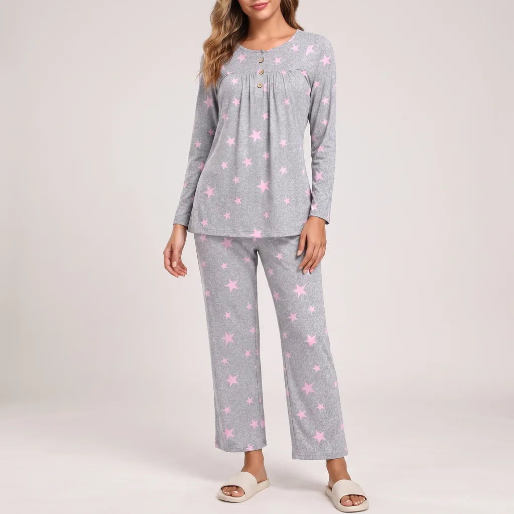 Aurora | Star Print Long Sleeve Ladies Pyjamas