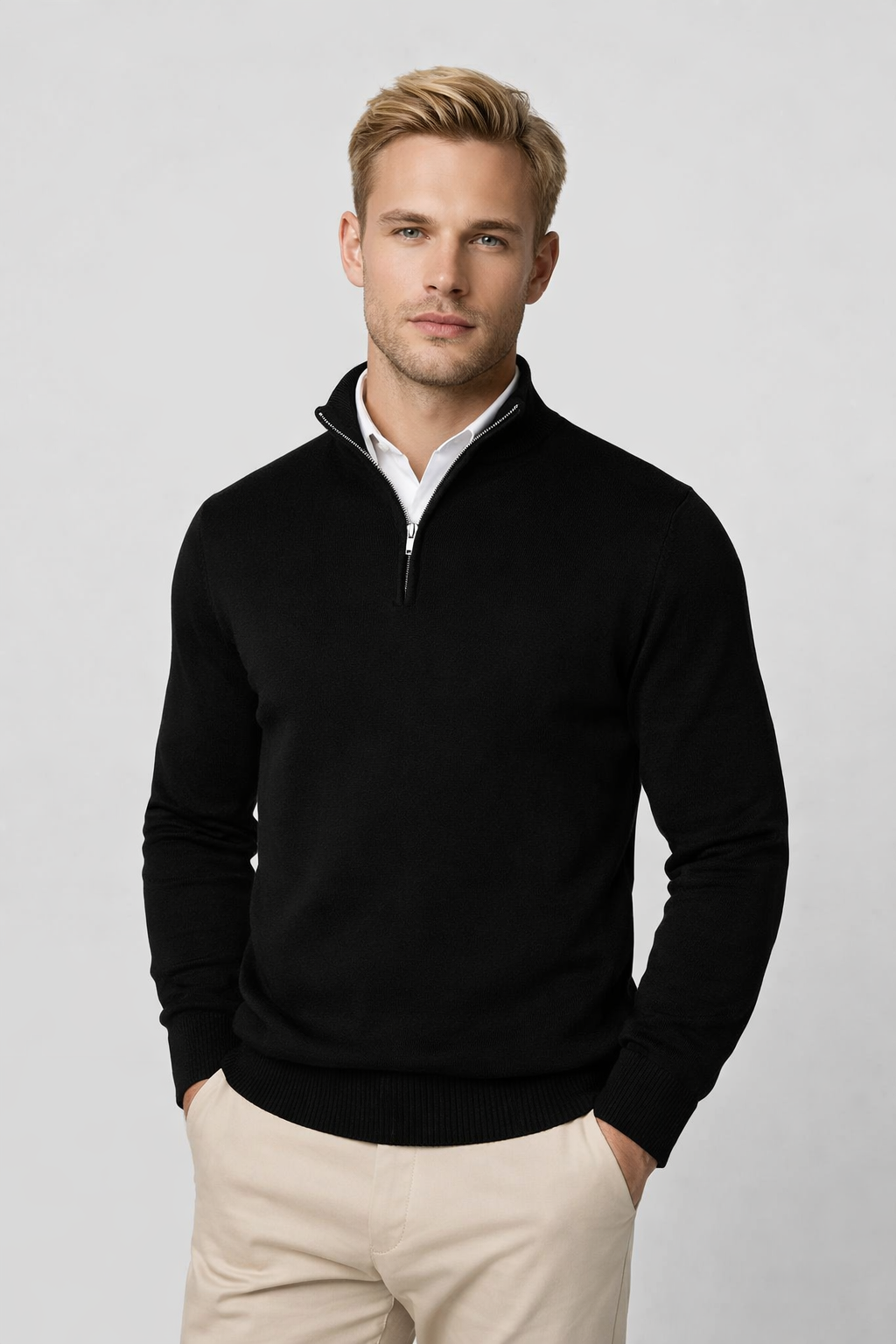 Bobby | Chic Half Zip High Neck Polo Jumper