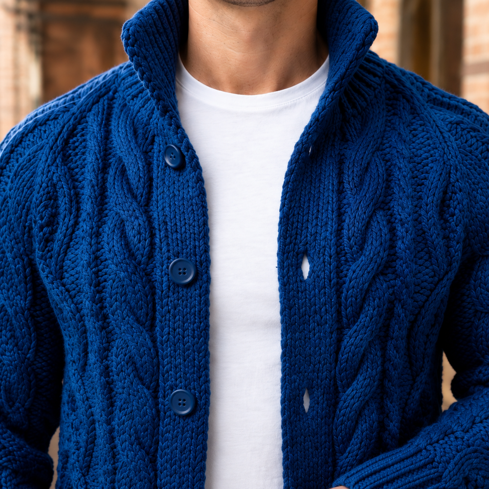 Bodhi | Stylish Cable-Knit Button-Front Mens Knit Jumper