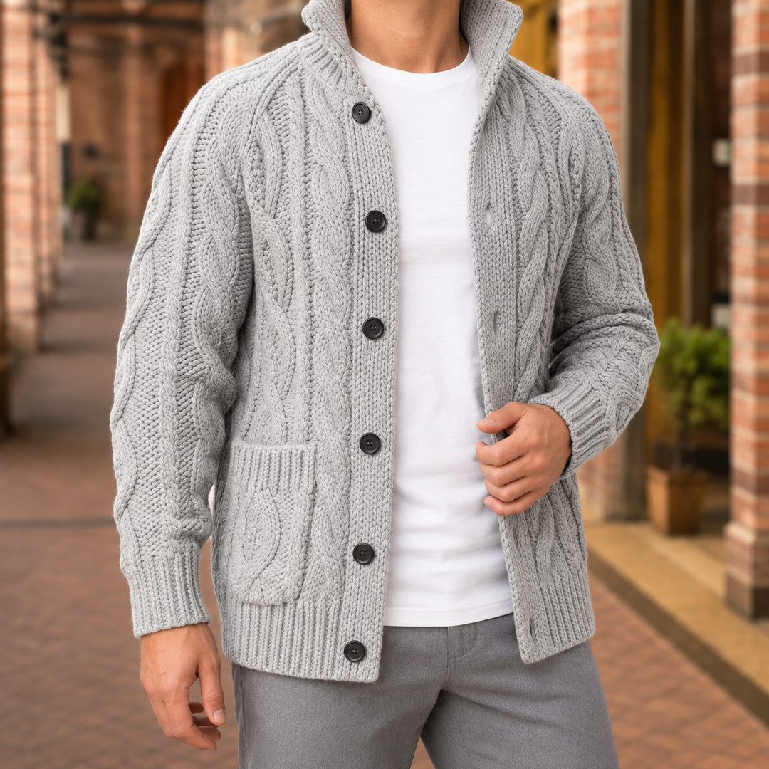 Bodhi | Stylish Cable-Knit Button-Front Mens Knit Jumper