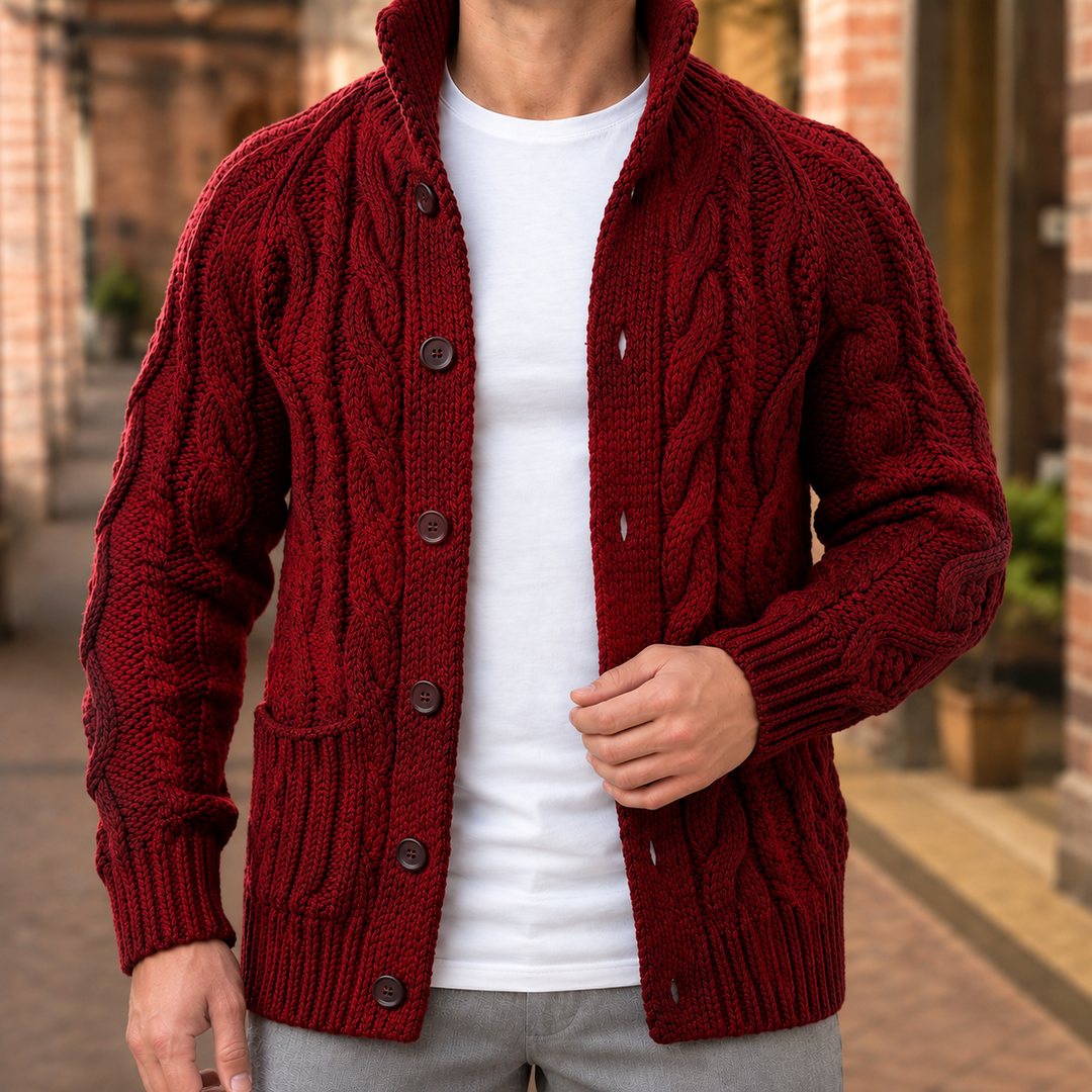 Bodhi | Stylish Cable-Knit Button-Front Mens Knit Jumper