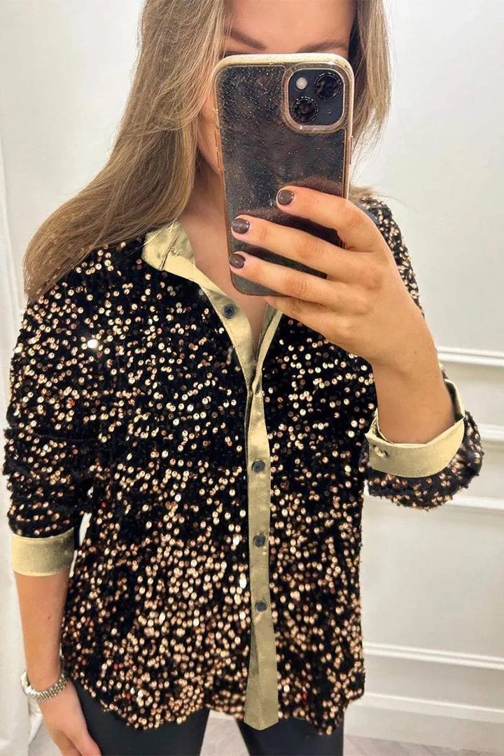Bonnie | Cosy Sequin Collared Party Top