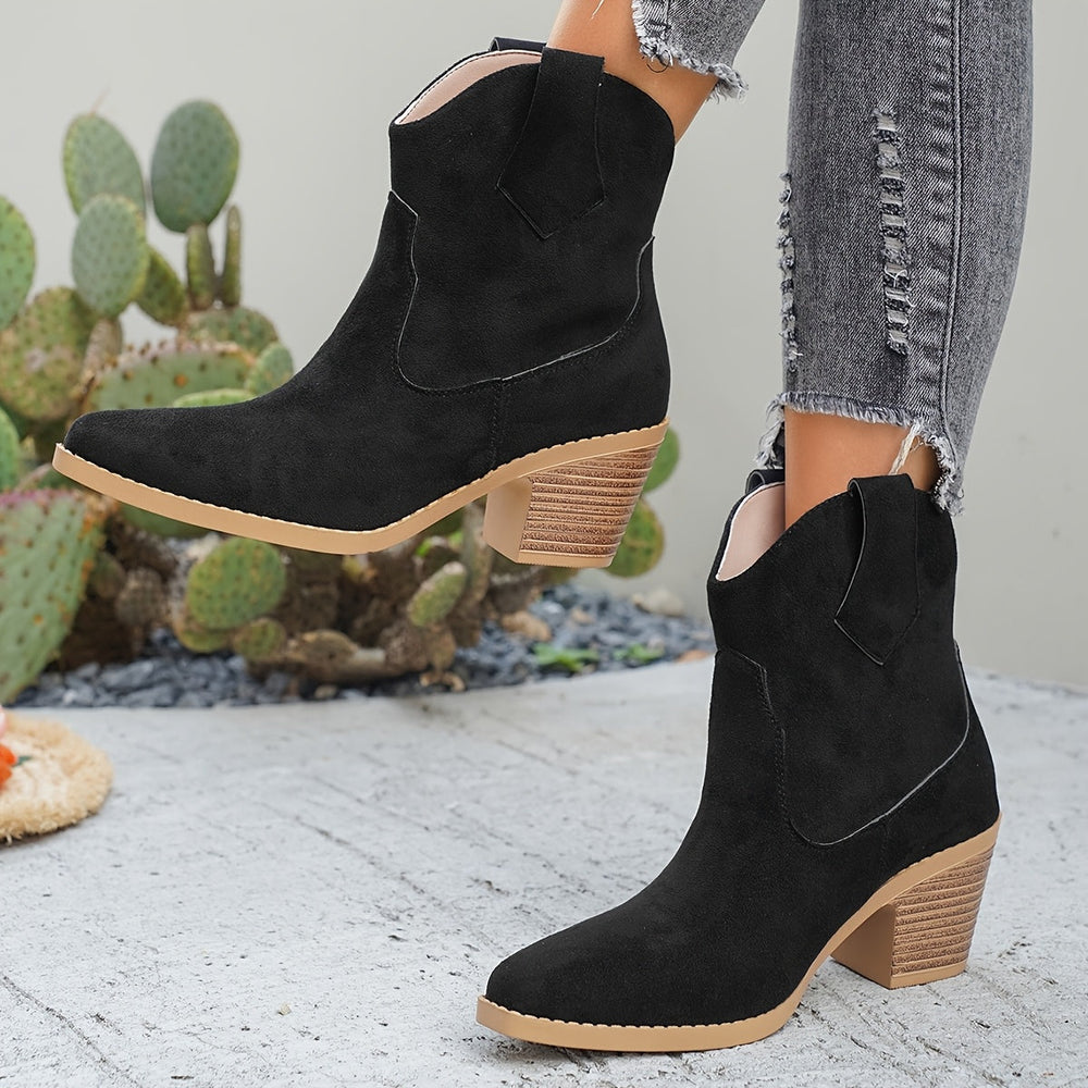 Chloe | Sophisticated Western Pointed Toe Ankle Boots