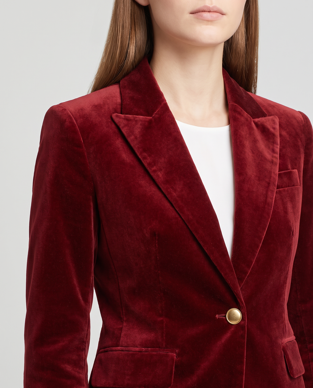 Chloe | Timeless Tailored Single Button Velvet Blazer