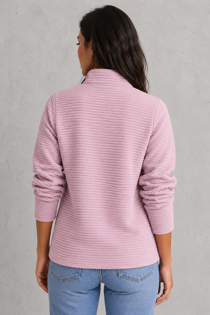Clara | Sophisticated Ribbed Half-Zip Oversized Jumpers
