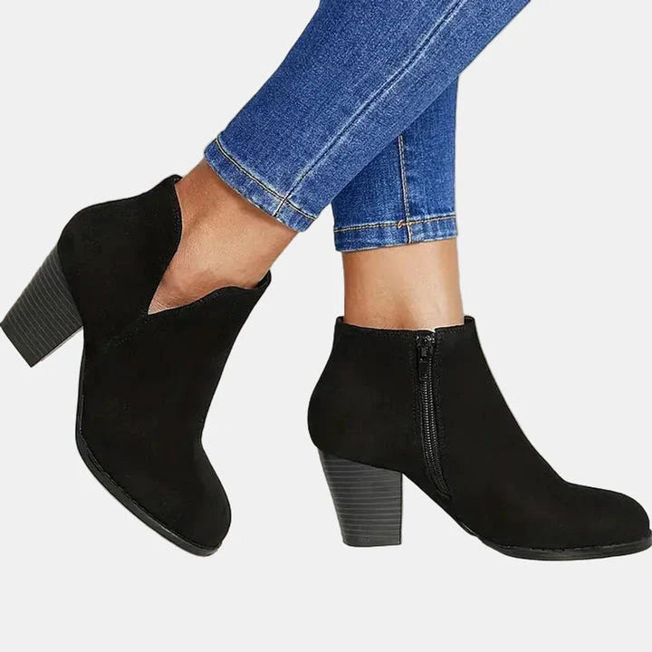 Daisy | Sophisticated Block Heel Ankle Boots with Side Zip