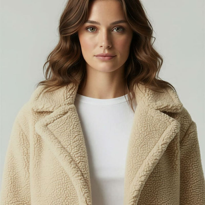 Darcie | Graceful Oversized Notch Collar Teddy Coat