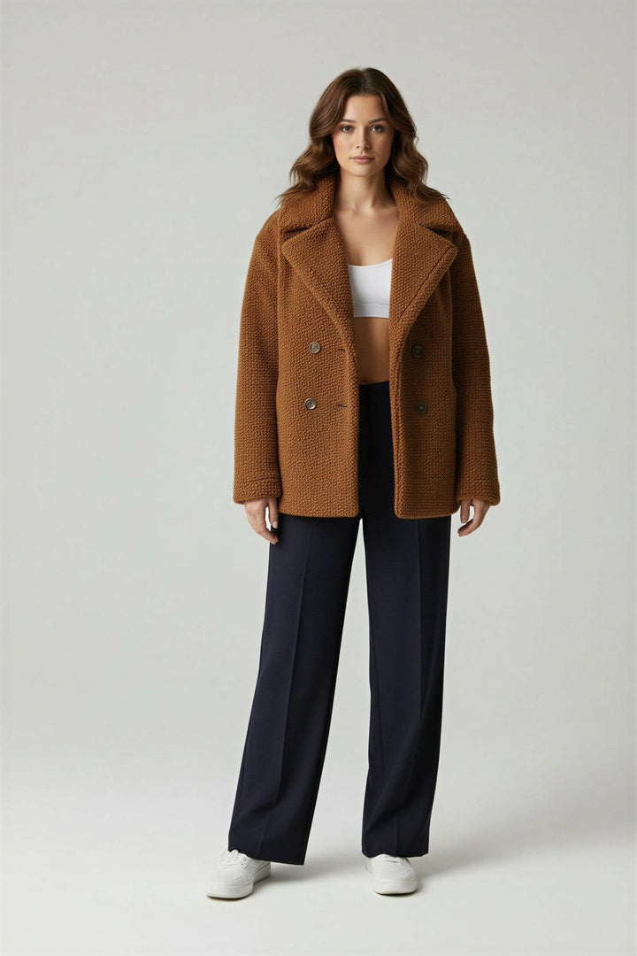 Darcie | Graceful Oversized Notch Collar Teddy Coat