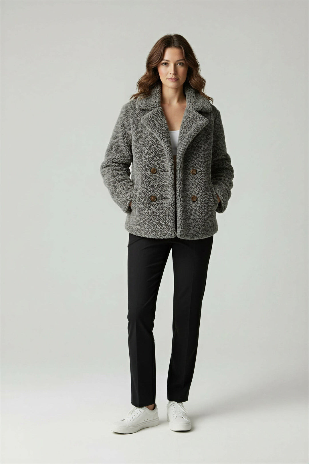 Darcie | Graceful Oversized Notch Collar Teddy Coat