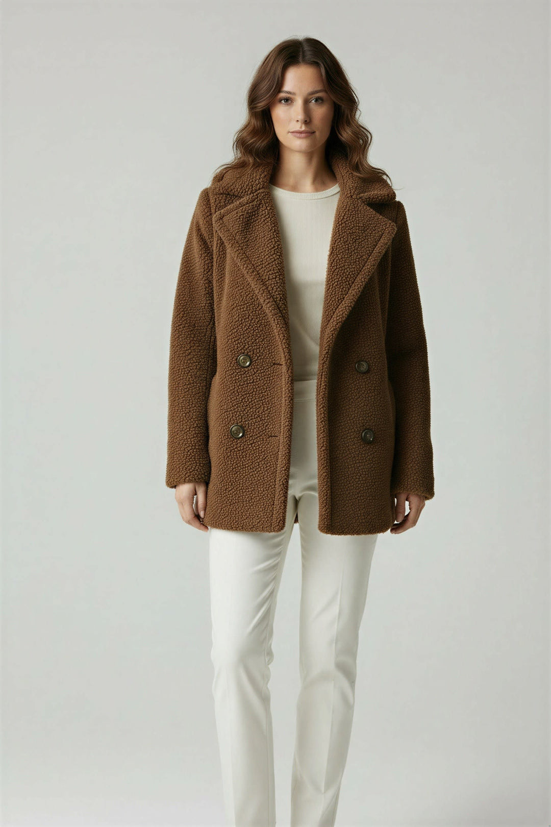 Darcie | Graceful Oversized Notch Collar Teddy Coat