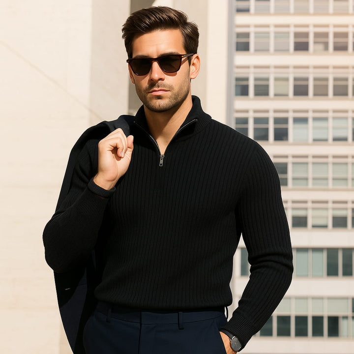 Dylan | Stylish Ribbed Quarter Zip Mens Jumpers