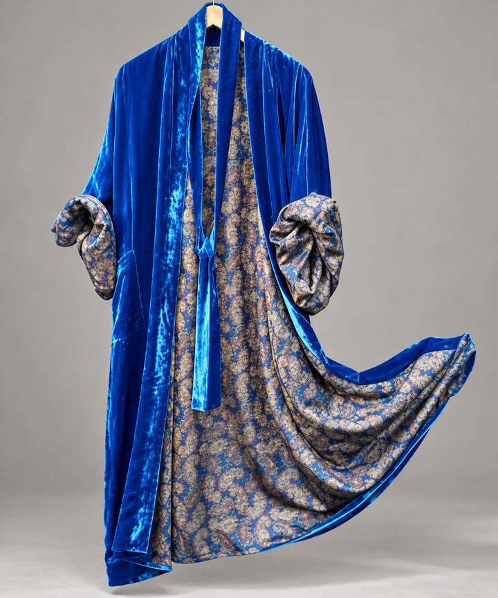 Eden | Sophisticated Velvet-Collar Floral Ladies Dressing Gowns