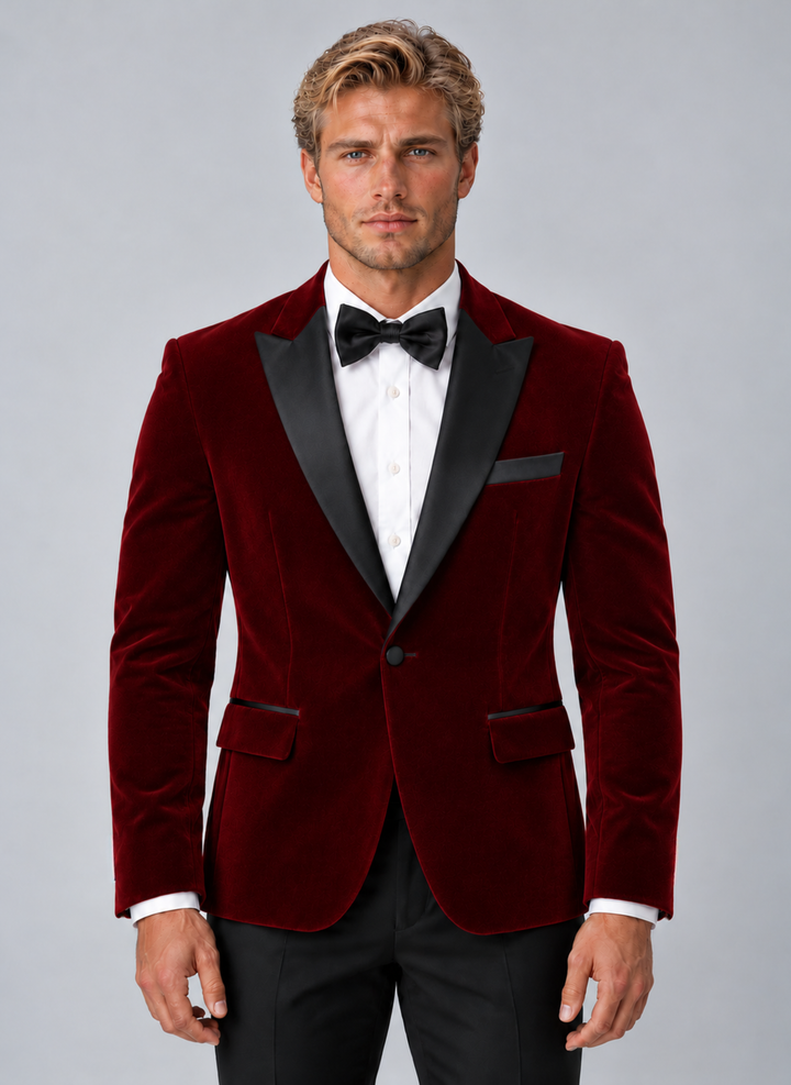 Edward | Elegant Peak Lapel Velvet Blazer Dinner Jacket