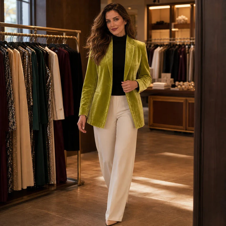 Eleanor | Refined Single-Breasted Tailored Velvet Blazer