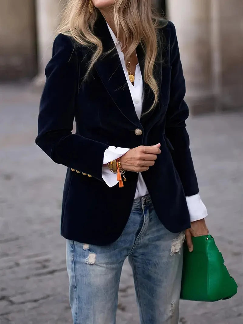 Eliza | Tailored Single-Breasted Velvet Blazer
