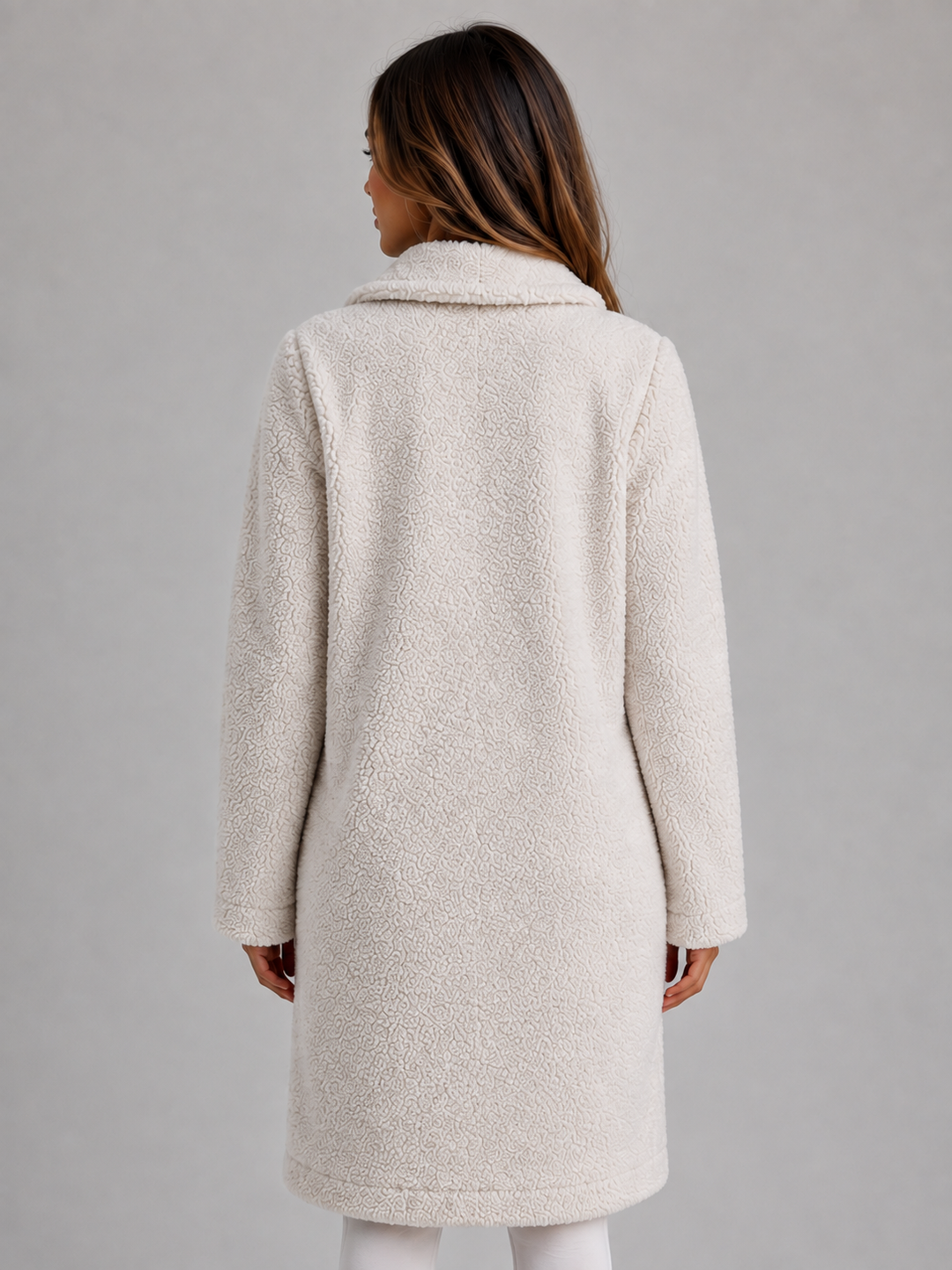 Elizabeth | Elegant Longline Teddy Coat with Button Front
