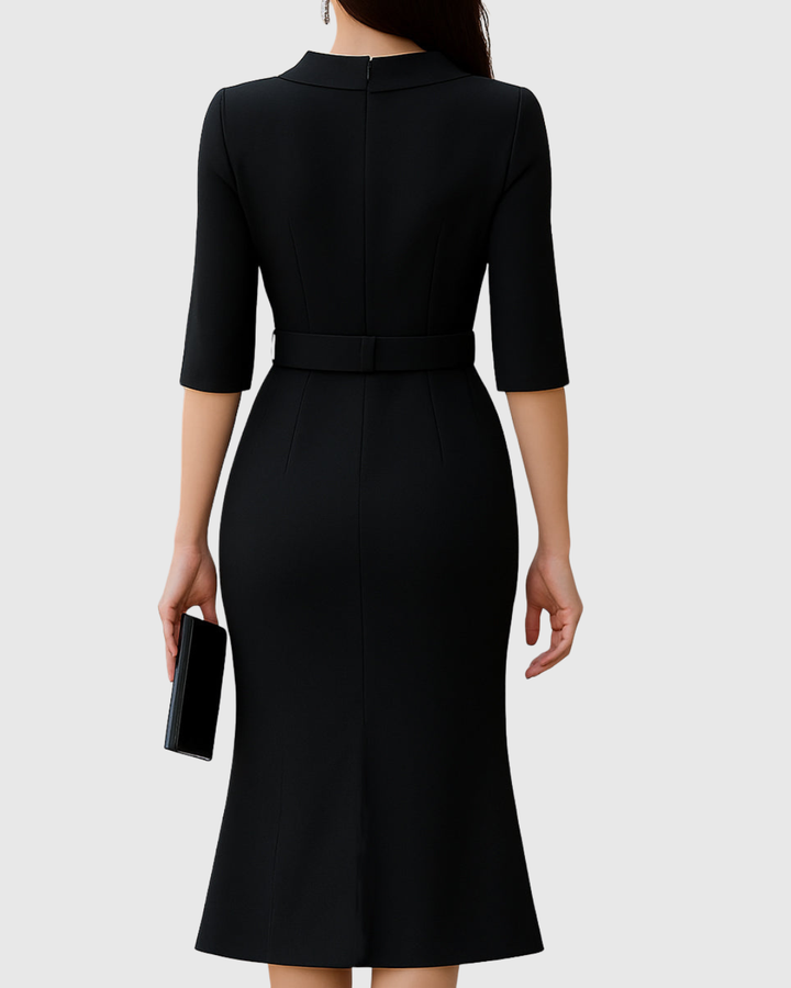 Ellie | Graceful Belted Blazer Dress with Split Sleeves