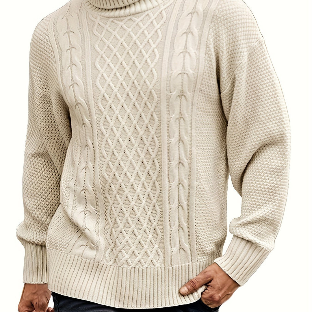 Ellis | Cable Knit Roll Neck Mens Knit Jumper