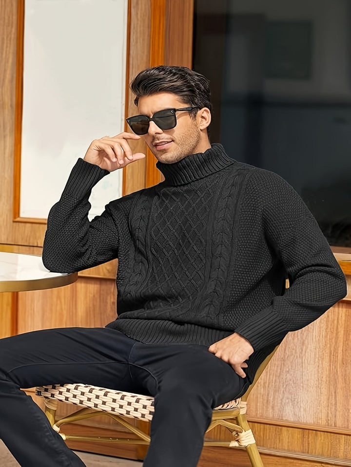 Ellis | Cable Knit Roll Neck Mens Knit Jumper