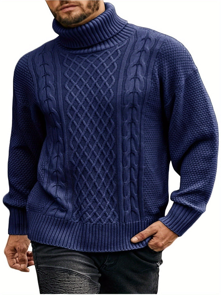 Ellis | Cable Knit Roll Neck Mens Knit Jumper