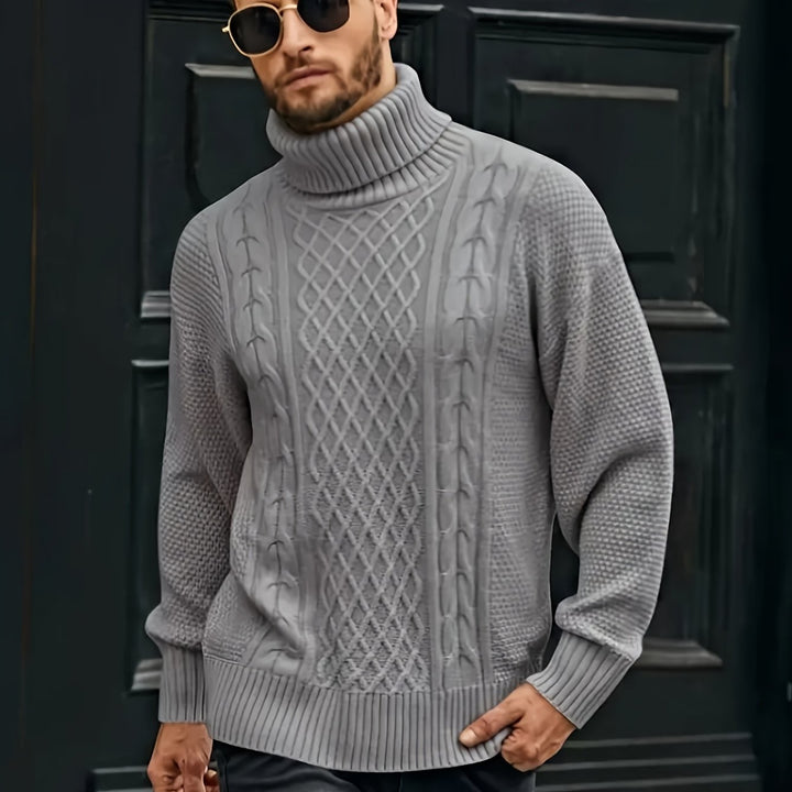 Ellis | Cable Knit Roll Neck Mens Knit Jumper