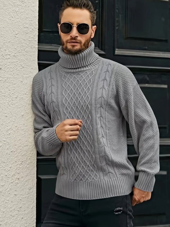 Ellis | Cable Knit Roll Neck Mens Knit Jumper