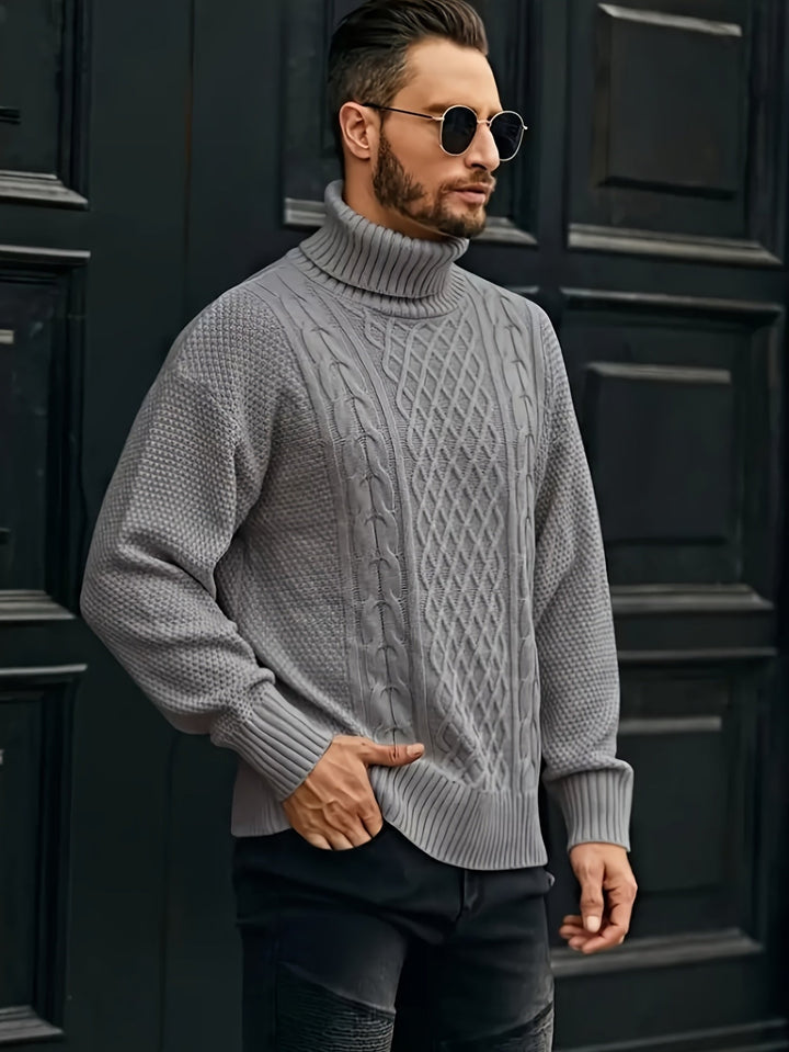 Ellis | Cable Knit Roll Neck Mens Knit Jumper