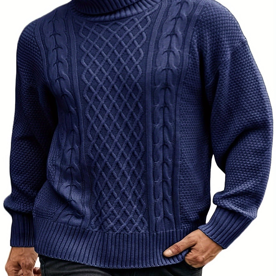 Ellis | Cable Knit Roll Neck Mens Knit Jumper