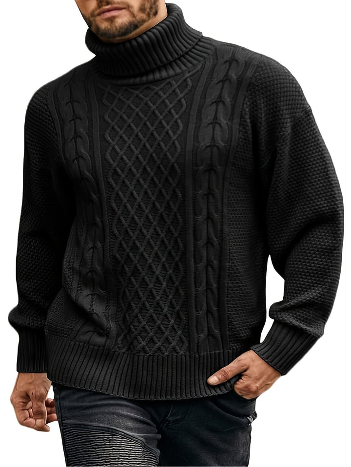 Ellis | Cable Knit Roll Neck Mens Knit Jumper