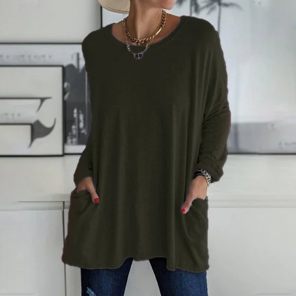 Emily | Refined Oversized Long Sleeve Top with Pockets