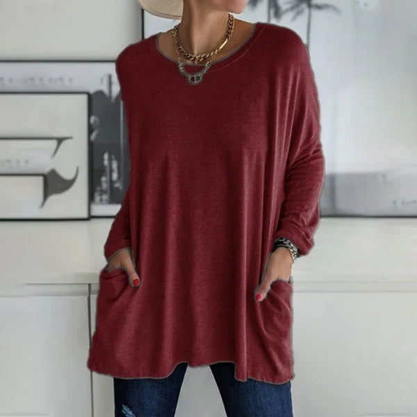 Emily | Refined Oversized Long Sleeve Top with Pockets