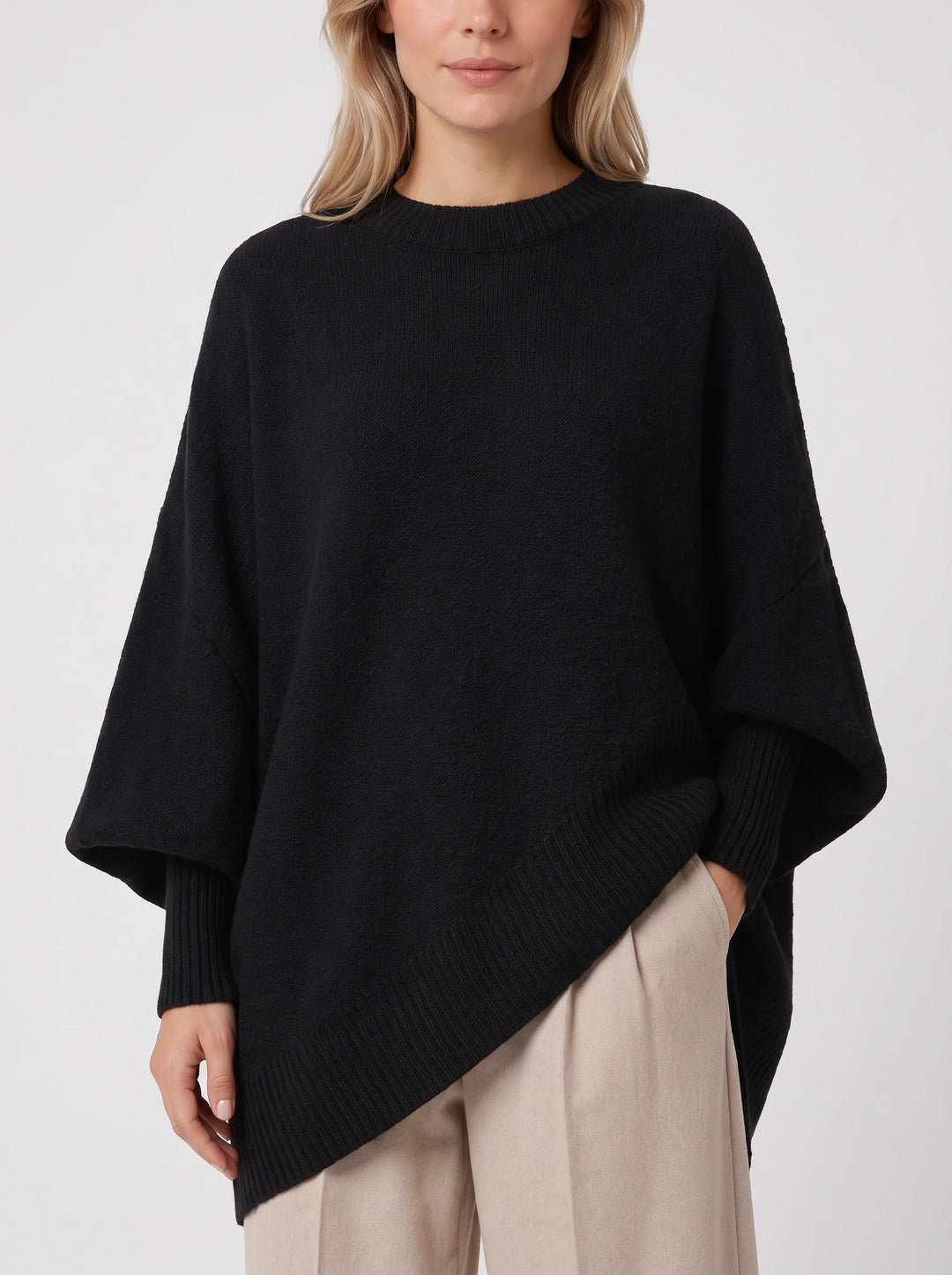 Emma | Elegant Oversized Poncho Style Womens Knit Jumper