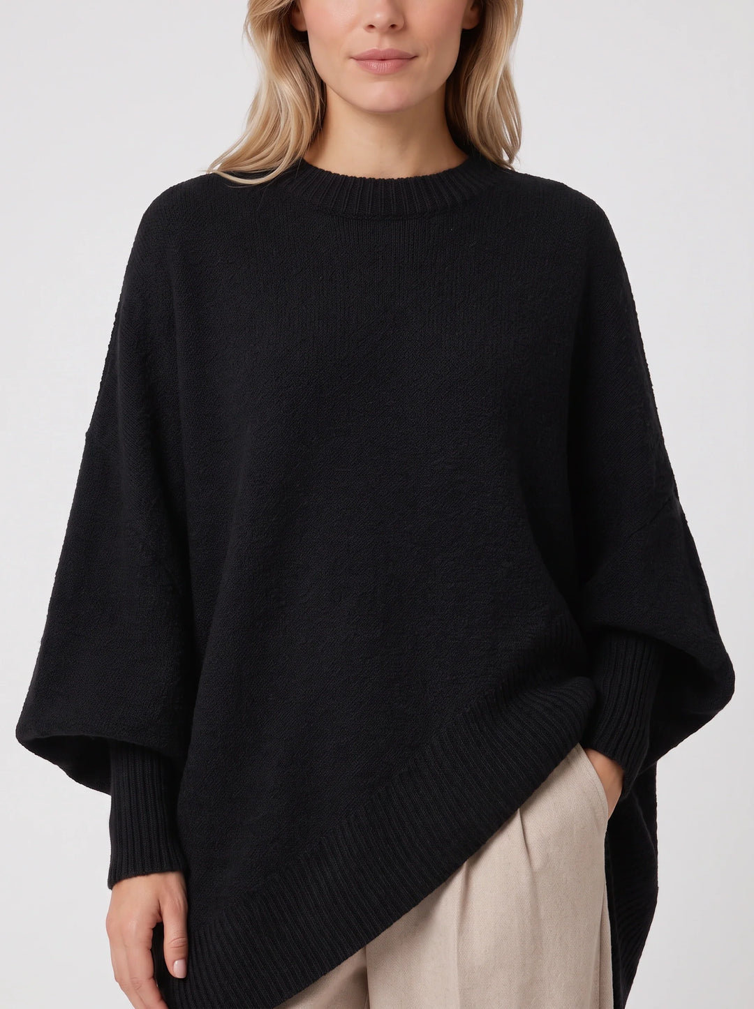 Emma | Elegant Oversized Poncho Style Womens Knit Jumper