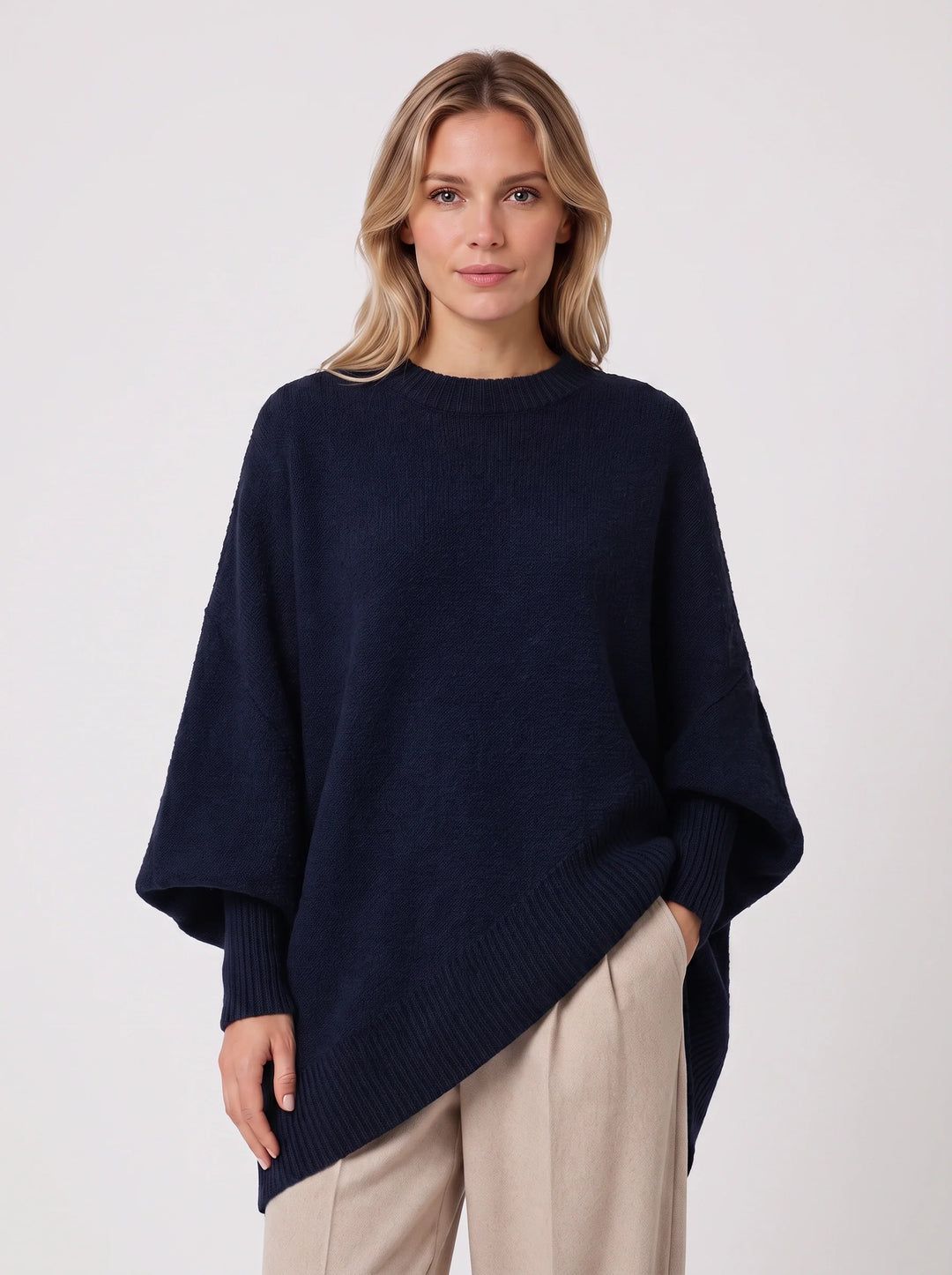 Emma | Elegant Oversized Poncho Style Womens Knit Jumper